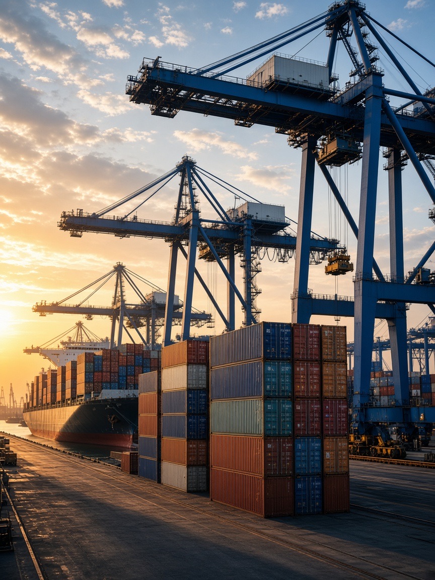Location, container cranes in the port
